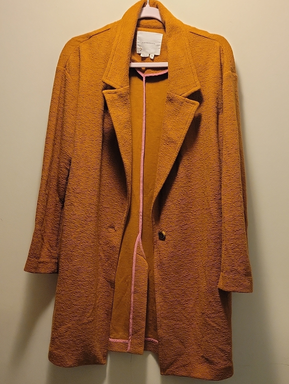 Anthropologie Corinthia Knit Blazer Textured Camel Trench Coat